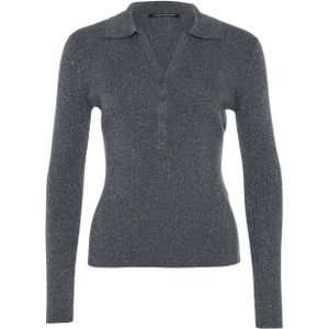 LUISA CERANO Trui grijs (Maat: 36) - Glitter - Halslijn: Polokraag,