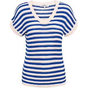&Co Woman T-shirt blauw (Maat: XS) - Streep - Halslijn: Ronde hals,