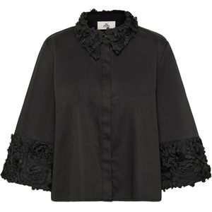 Karen By Simonsen - Cleo Clarissa - Blouse - Zwart - Effen - Halslijn Polokraag