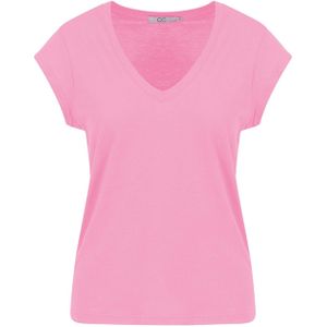 CC Heart T-shirt roze (Maat: S) - Effen - Halslijn: V-hals,