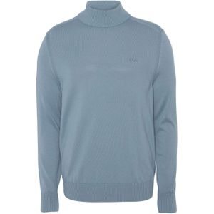 Boss Orange Heren trui blauw (Maat: M) - Effen - Halslijn: Opstaande kraag,