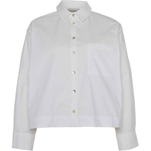 Femmes du Sud Dames blouse wit (Maat: S) - Effen - Halslijn: Polokraag,