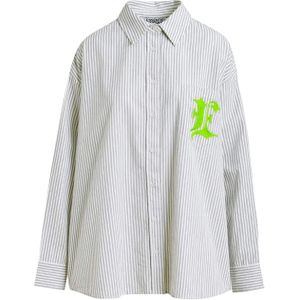 Essentiel Antwerp Dames blouse wit (Maat: XS) - Streep - Halslijn: Polokraag,