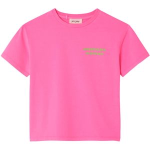 American Vintage Uniseks t-shirt roze (Maat: 158) - Tekst - Halslijn: Ronde hals,