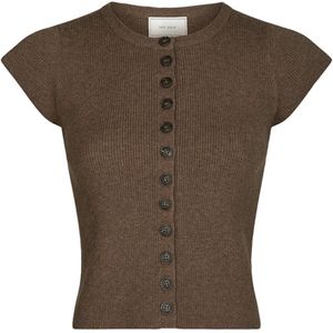Neo Noir - Todda Knit Tee - T-shirt - Brown Melange