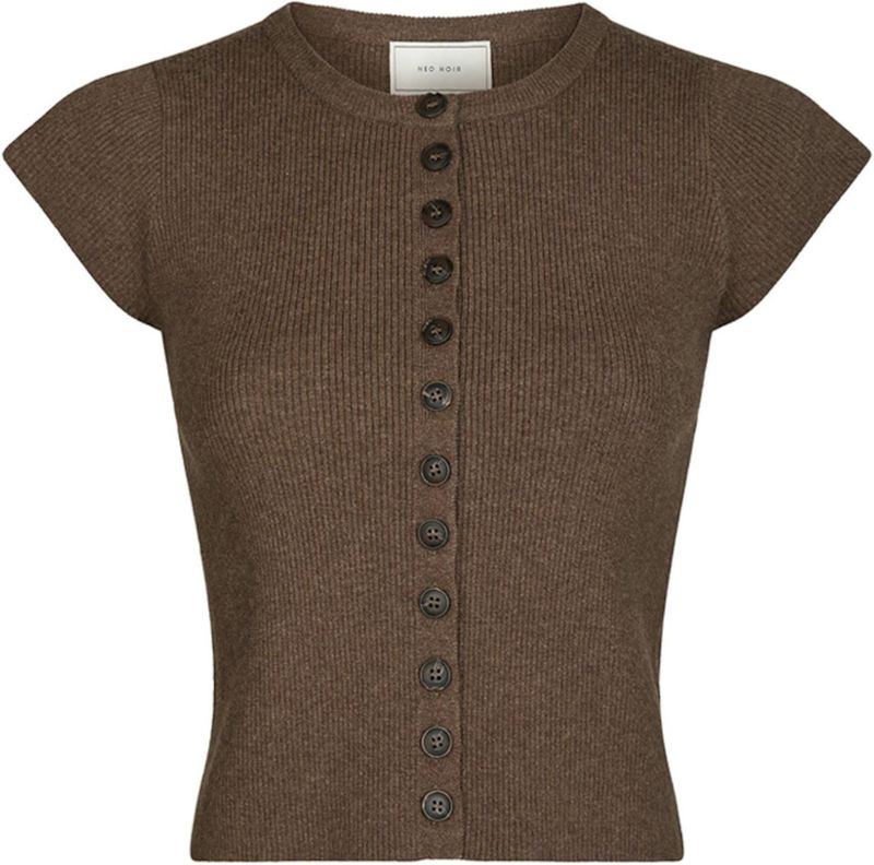 Neo Noir - Todda Knit Tee - T-shirt - Brown Melange
