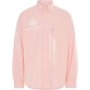 New Amsterdam Overhemd lange mouw roze (Maat: L) - Logo