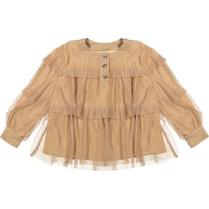 Baje Studio Blouse lange mouw beige (Maat: 128) - Effen - Halslijn: Ronde hals,