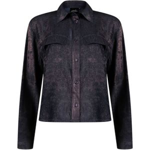 Poools - Blouse - Blauw - Glitter - Halslijn Polokraag