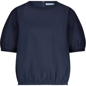 by-bar Dames blouse blauw (Maat: XS) - Effen - Halslijn: Ronde hals,