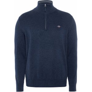 Gant Trui blauw (Maat: M) - Mélange - Halslijn: Opstaande kraag met rits,