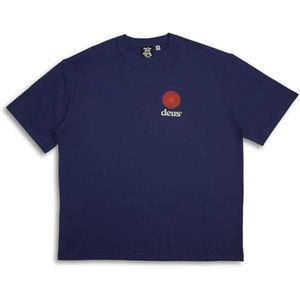 Deus Heren t-shirt blauw (Maat: L) - Tekst - Halslijn: Ronde hals,
