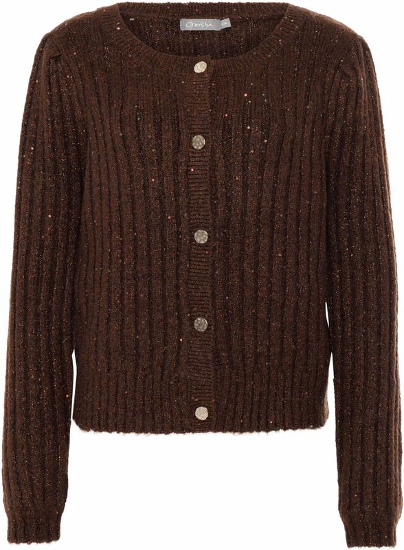 Geisha - Vest - Bruin - Met Lurex En Knopen - Dames