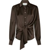 Neo Noir - Blouse - Bruin - Satijn