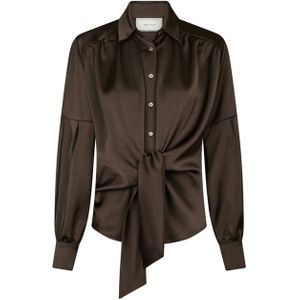 Neo Noir - Blouse - Bruin - Satijn