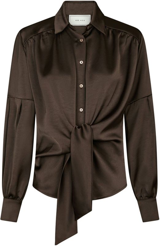 Neo Noir - Blouse - Bruin - Satijn