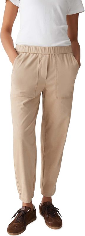 OPUS Myha velour dames broek beige (Maat: 34) - Effen