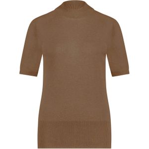 In Shape Dames trui bruin (Maat: M) - Effen - Halslijn: Opstaande kraag,