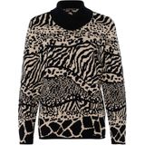 Golléhaug Dames trui zwart (Maat: 36) - Halslijn: Opstaande kraag,