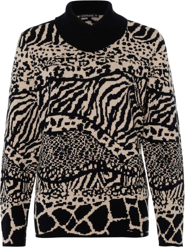 Golléhaug Dames trui zwart (Maat: 36) - Halslijn: Opstaande kraag,