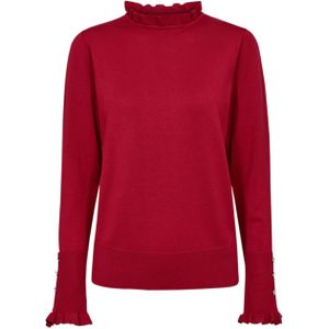 Freequent Dames trui rood (Maat: L) - Effen - Halslijn: Opstaande kraag,