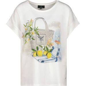 Monari T-shirt ecru (Maat: 40) - Fotoprint - Halslijn: Ronde hals,