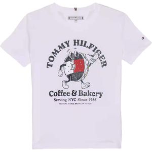 Tommy Hilfiger T-Shirt wit (Maat: 128) - Fotoprint - Halslijn: Ronde hals,
