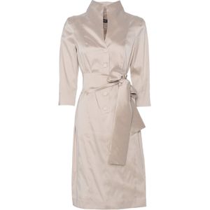 MOQ Dames jurk beige (Maat: 46) - Effen - Halslijn: Revers,
