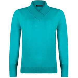 Roberto Sarto - Pullover - Groen - Effen - Halslijn: Opstaande Kraag