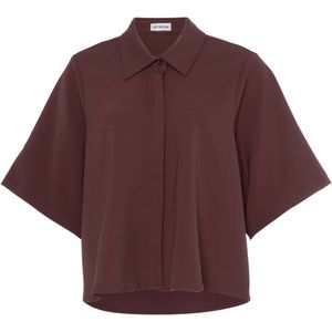 Est'Seven Blouse bordeaux (Maat: M) - Effen - Halslijn: Polokraag,