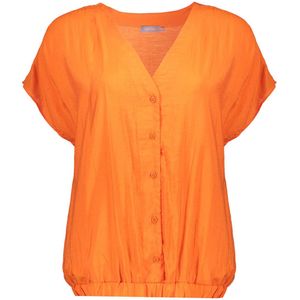 Geisha Blouse oranje (Maat: XL) - Effen - Halslijn: V-hals,