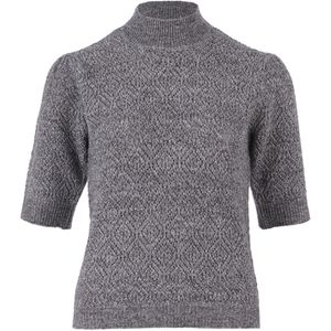 Enjoy Dames trui grijs (Maat: S) - Halslijn: Opstaande kraag,