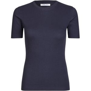 Samsøe Samsøe Dames t-shirt blauw (Maat: M) - Effen - Halslijn: Ronde hals,