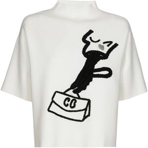 Caroline Biss Dames trui ecru (Maat: 40) - Halslijn: Opstaande kraag,