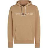 TOMMY HILFIGER - Sweatshirt - Cappuccino/Wit - Capuchon met Trekkoord
