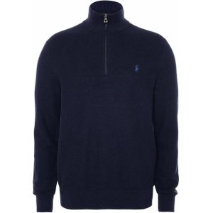 Ralph Lauren Trui met rits blauw (Maat: M) - Effen - Halslijn: Opstaande kraag met rits,