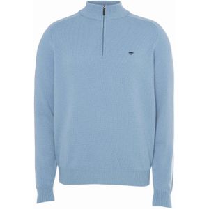 Fynch-Hatton Heren trui met rits blauw (Maat: M) - Effen - Halslijn: Opstaande kraag met rits,