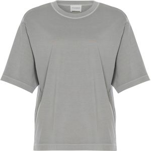 Closed - T-shirt - Grijs - Effen - Halslijn: Ronde Hals