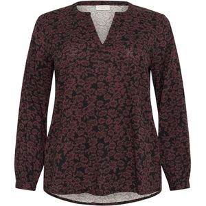 KAFFE Curve Dames blouse bruin (Maat: 44) - Halslijn: V-hals,