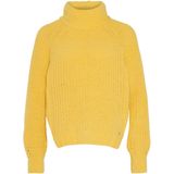 Monari Dames trui geel (Maat: 36) - Effen - Halslijn: Opstaande kraag,