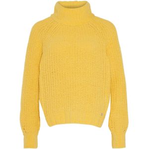 Monari Dames trui geel (Maat: 36) - Effen - Halslijn: Opstaande kraag,