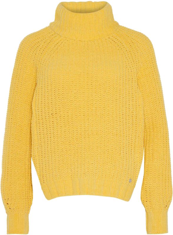 Monari Dames trui geel (Maat: 36) - Effen - Halslijn: Opstaande kraag,