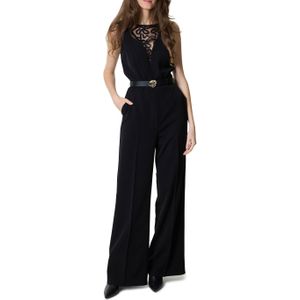 Caroline Biss Jumpsuit dames zwart (Maat: 46) - Effen - Halslijn: Ronde hals,