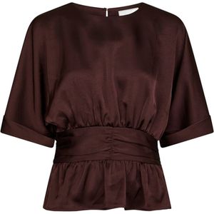 Neo Noir Blouse bordeaux (Maat: 34) - Effen - Halslijn: Ronde hals,