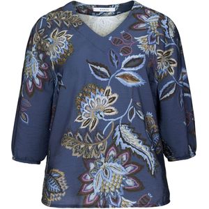 Bianca Dames blouse blauw (Maat: 40) - Halslijn: V-hals,