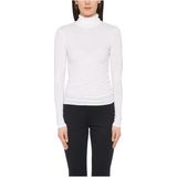 Marc Cain Essentials - Longsleeve - Wit - T-Shirt - Effen - Halslijn: Col