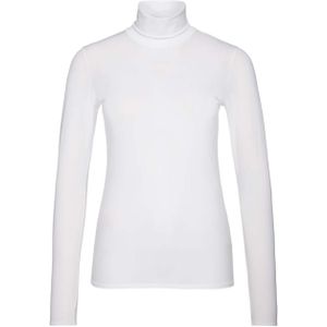 Marc Cain Essentials - Longsleeve - Wit - T-Shirt - Effen - Halslijn: Col