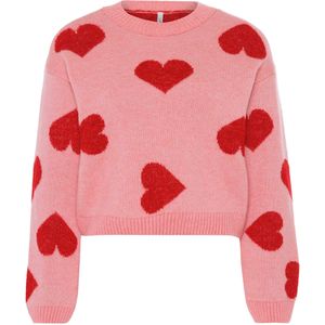 Only - Onlhappie Ls Pullover - Wild Rose/Salsa Mela - Damestrui