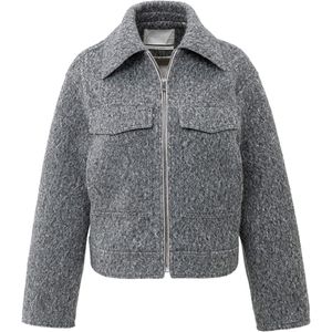 Yaya - Short Oversized Boucle Jacket - Grijs - Dames