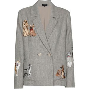 Caroline Biss - Blazer - Grijs - Flanel Geruit Broderie
